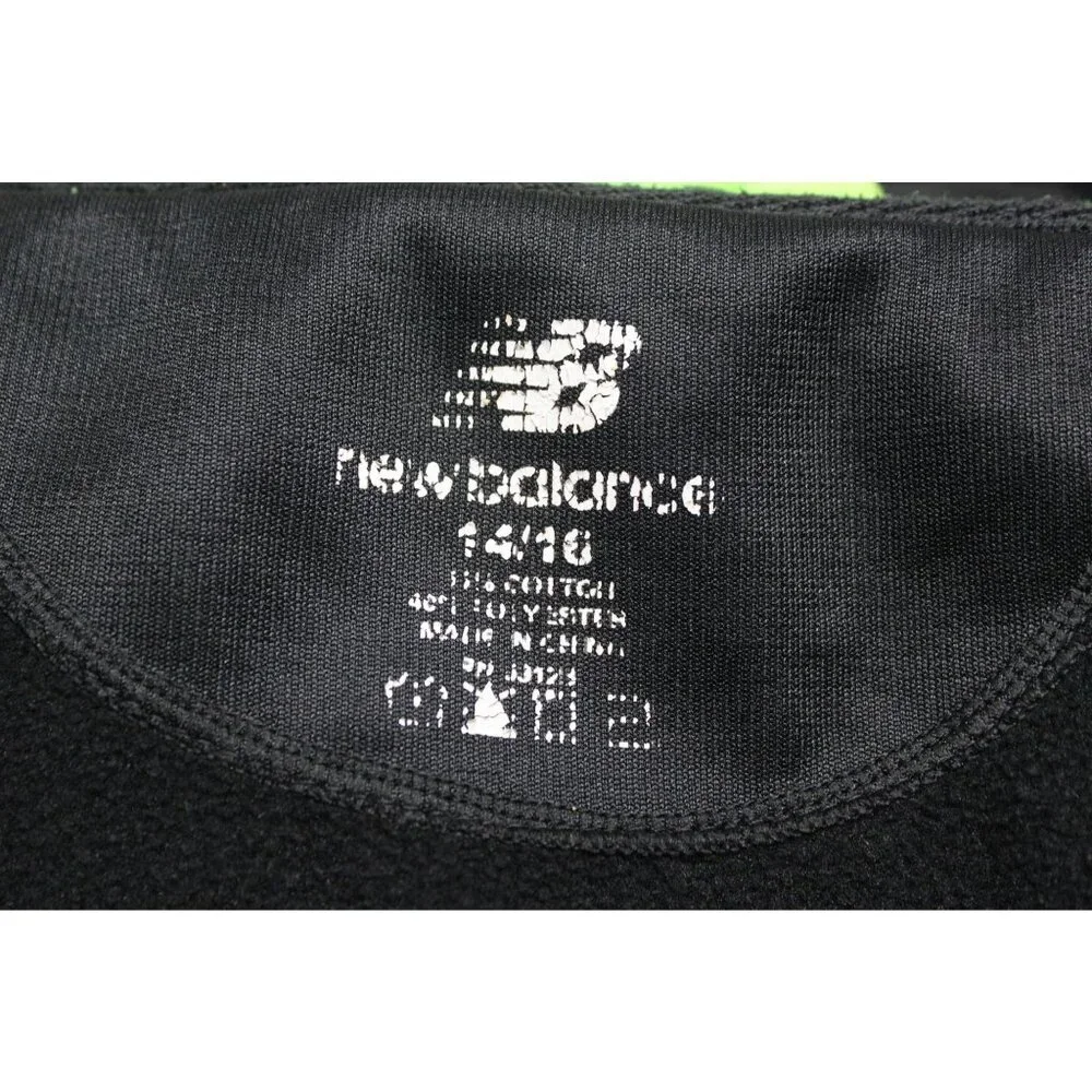 New Balance youth snap‎ front neon green black hoodie jacket 14/16